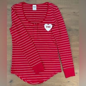 Victoria’s Secret PINK sleepwear red top Size : S 
Thermal Pajama Top